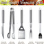 Set 34 herramientas parrilla acero inox plateado