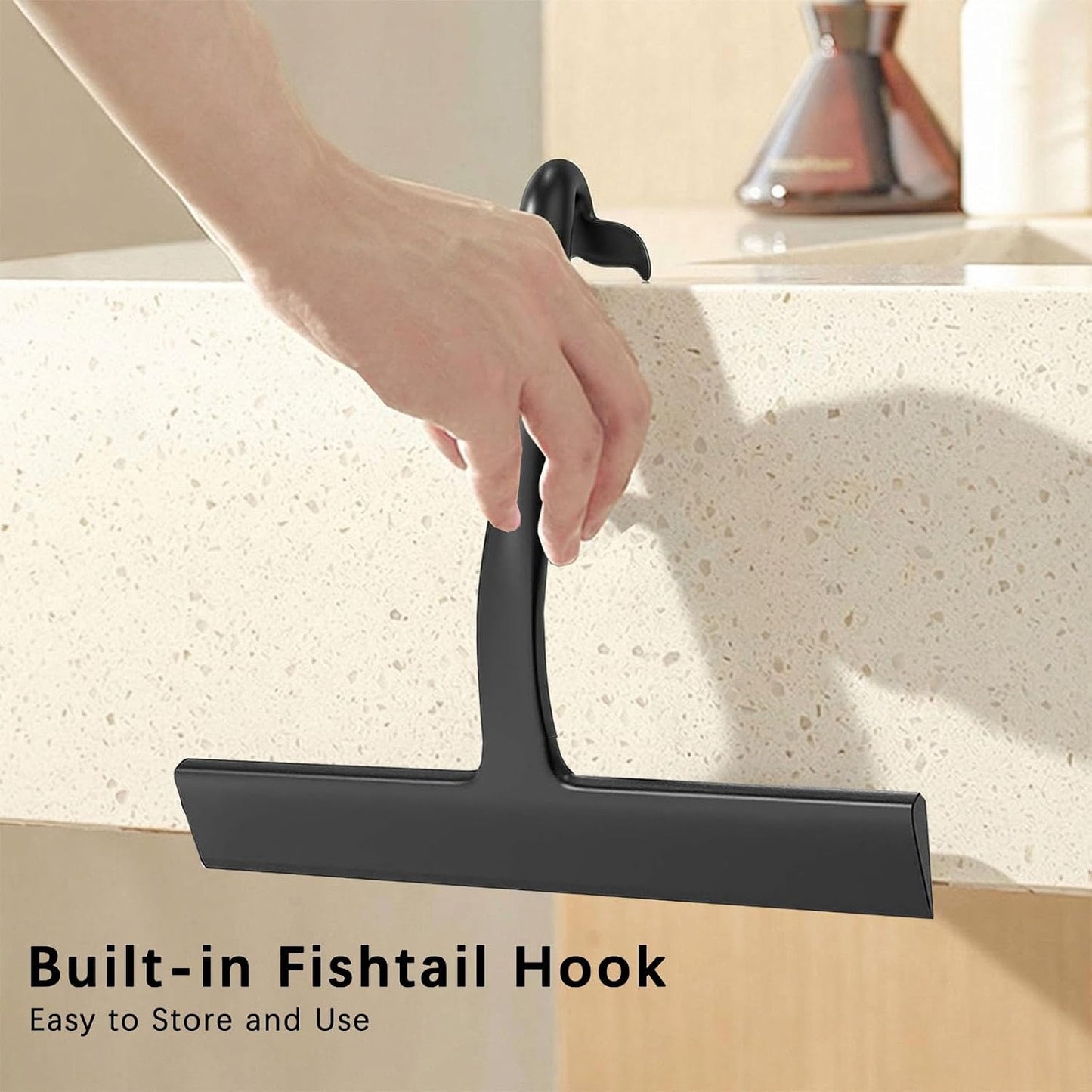 Escobilla ducha silicona con gancho para limpiar vidrio baño cocina