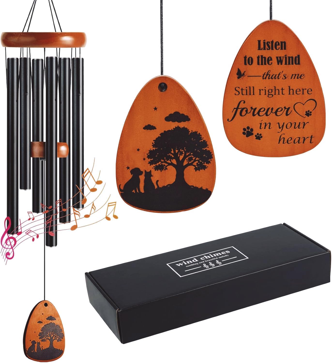 Campanillas viento 28pulg regalo perros duelo decoración doble cara