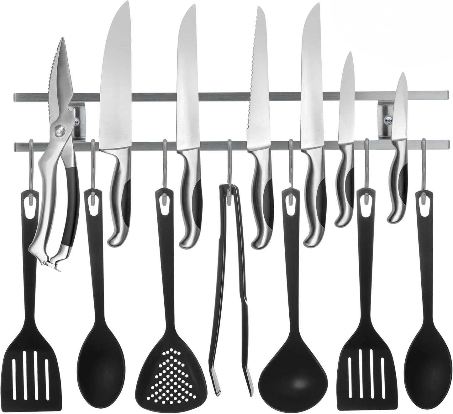 Soporte magnético para cuchillos de acero inoxidable 18" con 7 ganchos