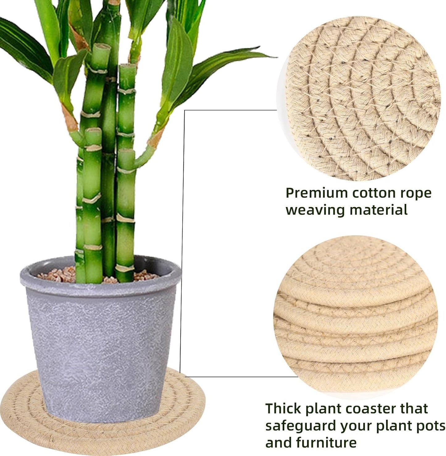 4 Posavasos Tejidos para Plantas 4-7pulg