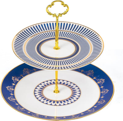 Bandeja porcelana 2 niveles servir cupcakes y postres reutilizable