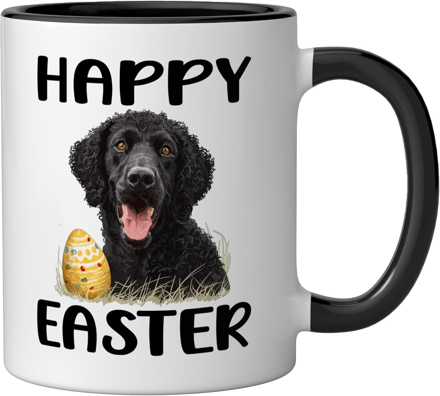 Taza Cerámica Perros Curly Coated Retriever Negro/Blanco