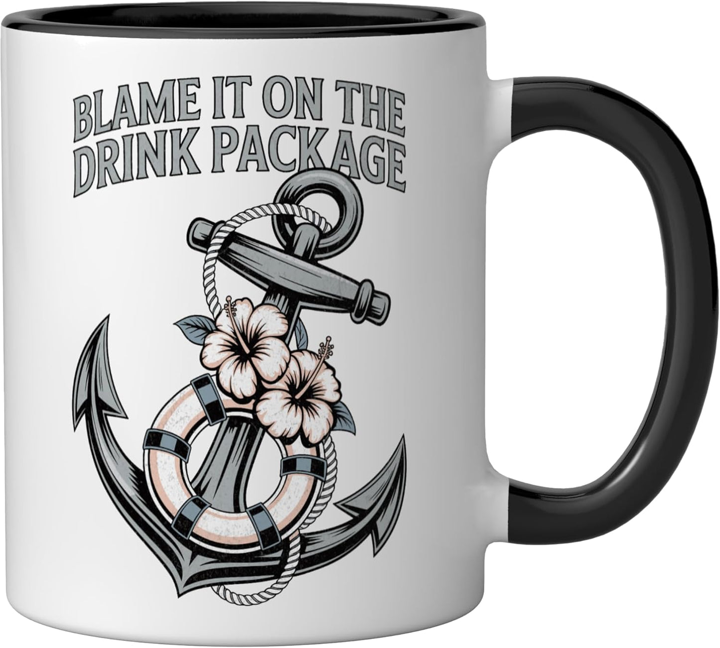 Taza cerámica retro Blame It On The Drink con ancla de crucero