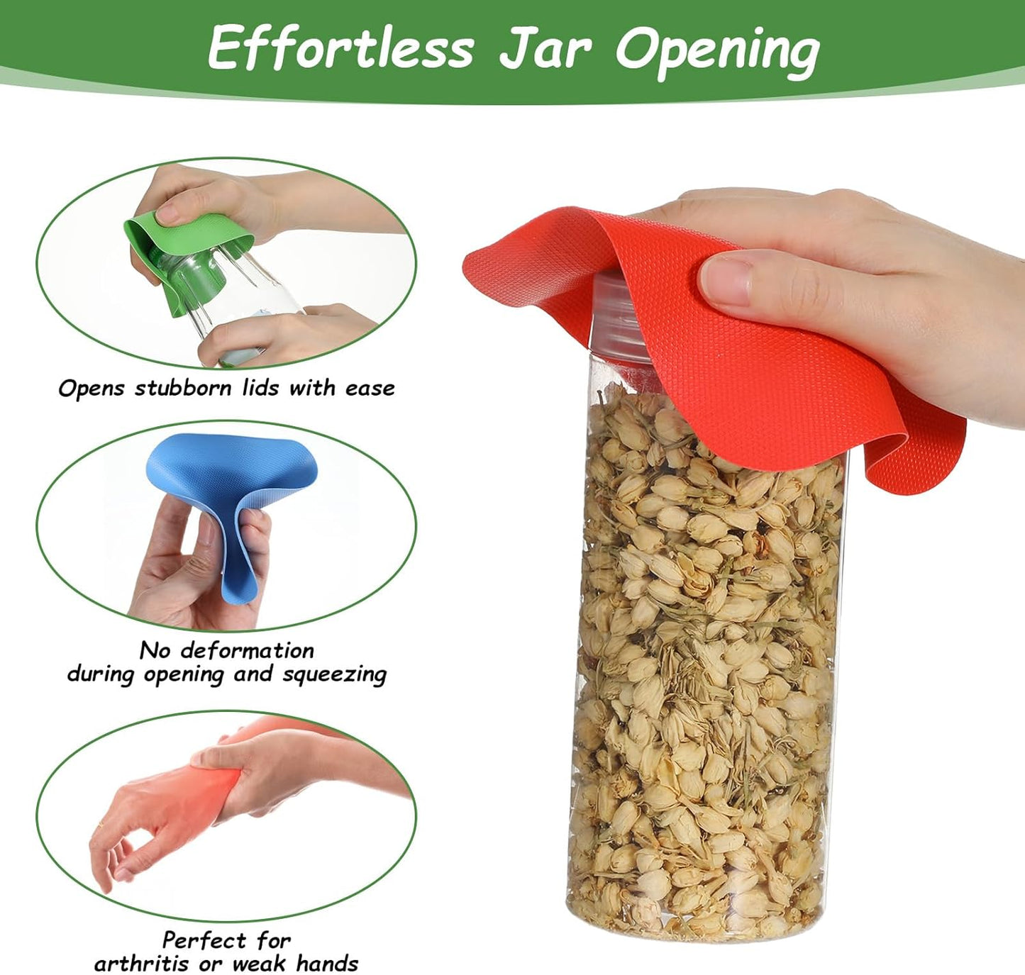 Pinzas de goma para abrir frascos y latas con almohadillas antideslizantes