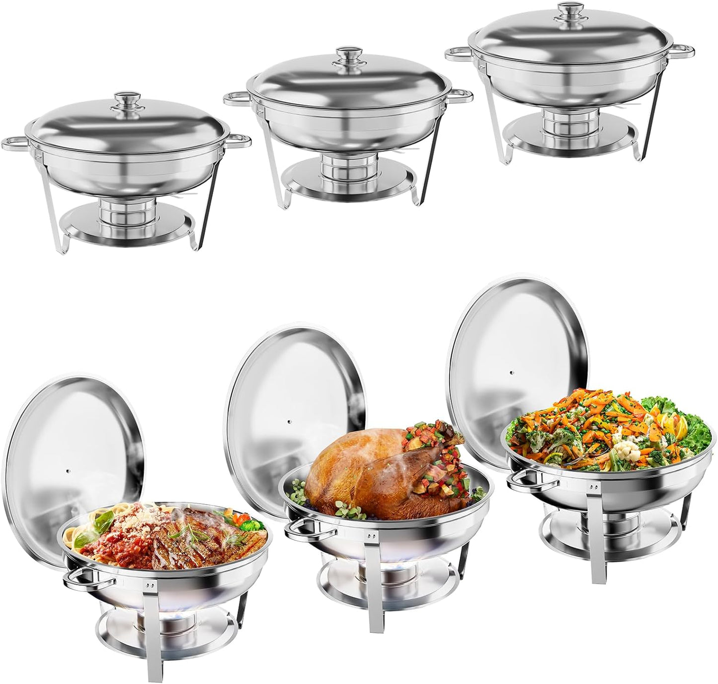 Set 6 Chafer Acero Inox con Cubierta y Utensilios
