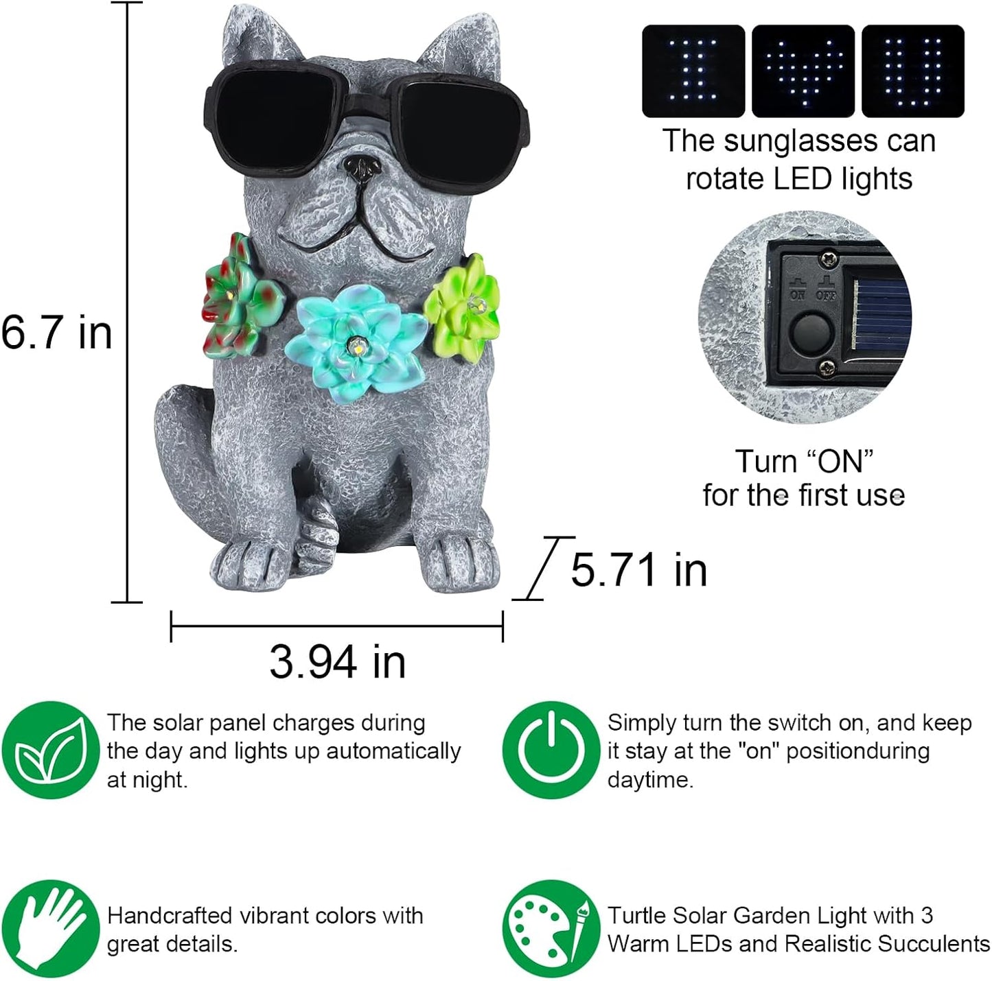 Estatuas jardín solares con perro luces LED decoración exterior