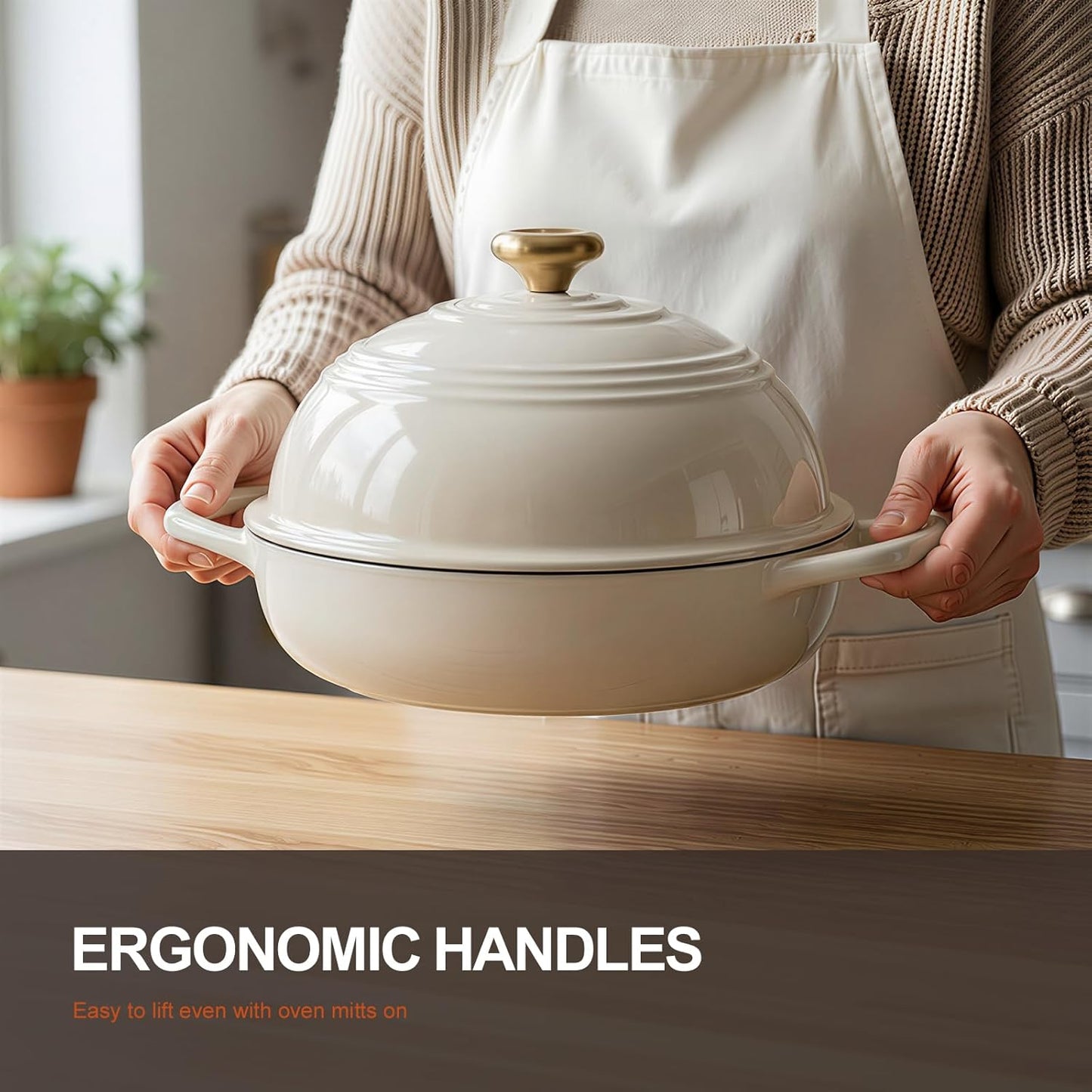 Horno de pan hierro fundido esmaltado 6qt con tapa y libro