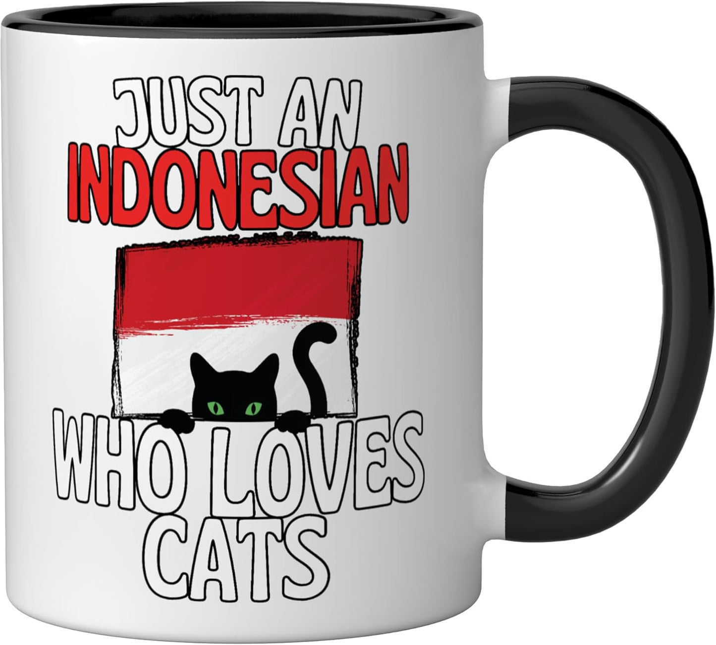 Taza cerámica para Indonesia, negro/blanco
