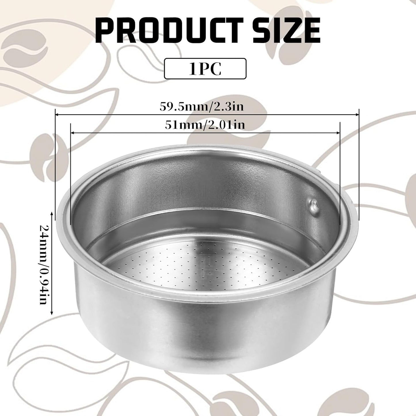 Cesta portafiltro de acero inoxidable doble capa para máquina de café