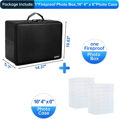 Caja fotos a prueba de fuego 16 estuches 4x6pulg transparente