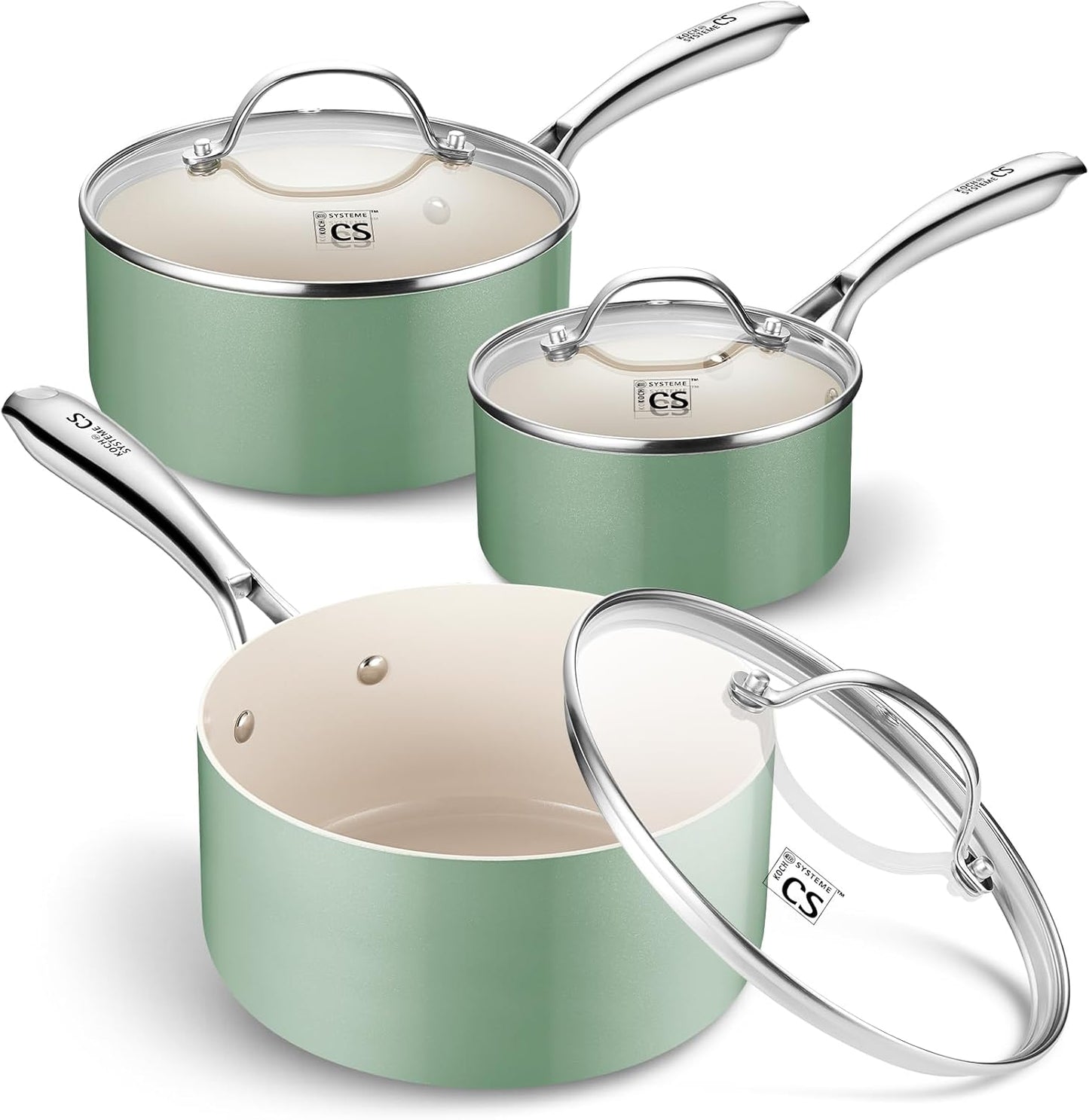 Set 6 Sartenes Antiadherente Cerámica con Tapa 1-3qt