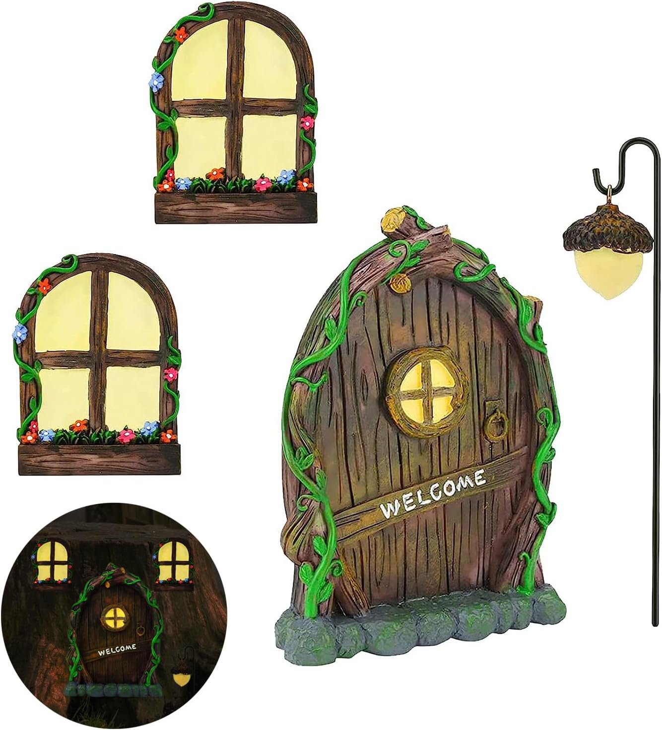 Puerta hadas para árboles jardín decoración artística