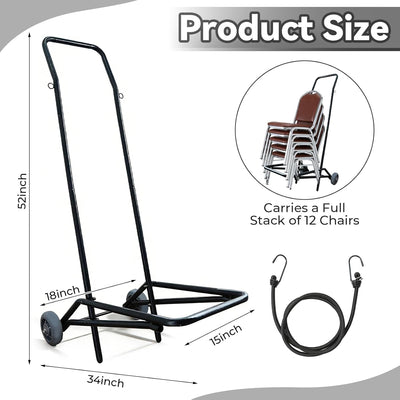 Silla apilable banquete carrito 12 sillas ruedas goma cuerda