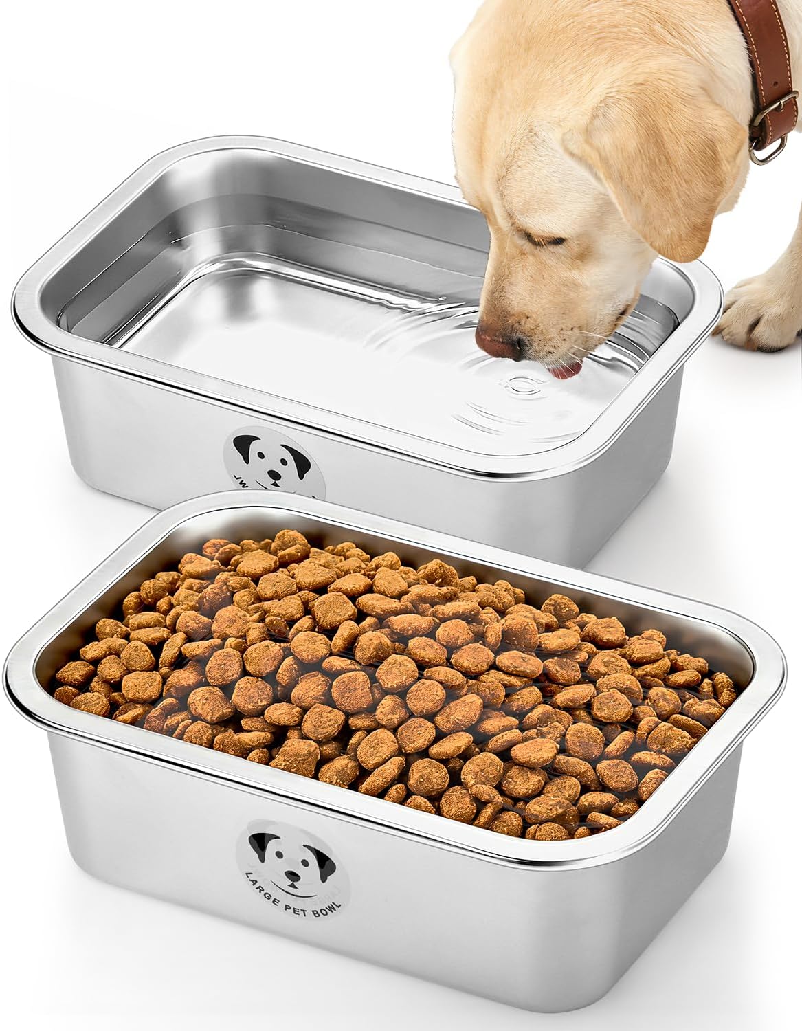 2 Cuencos Acero Inox Perros Grandes 1.25gal