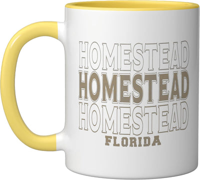 Taza cerámica vintage Florida amarillo/blanco
