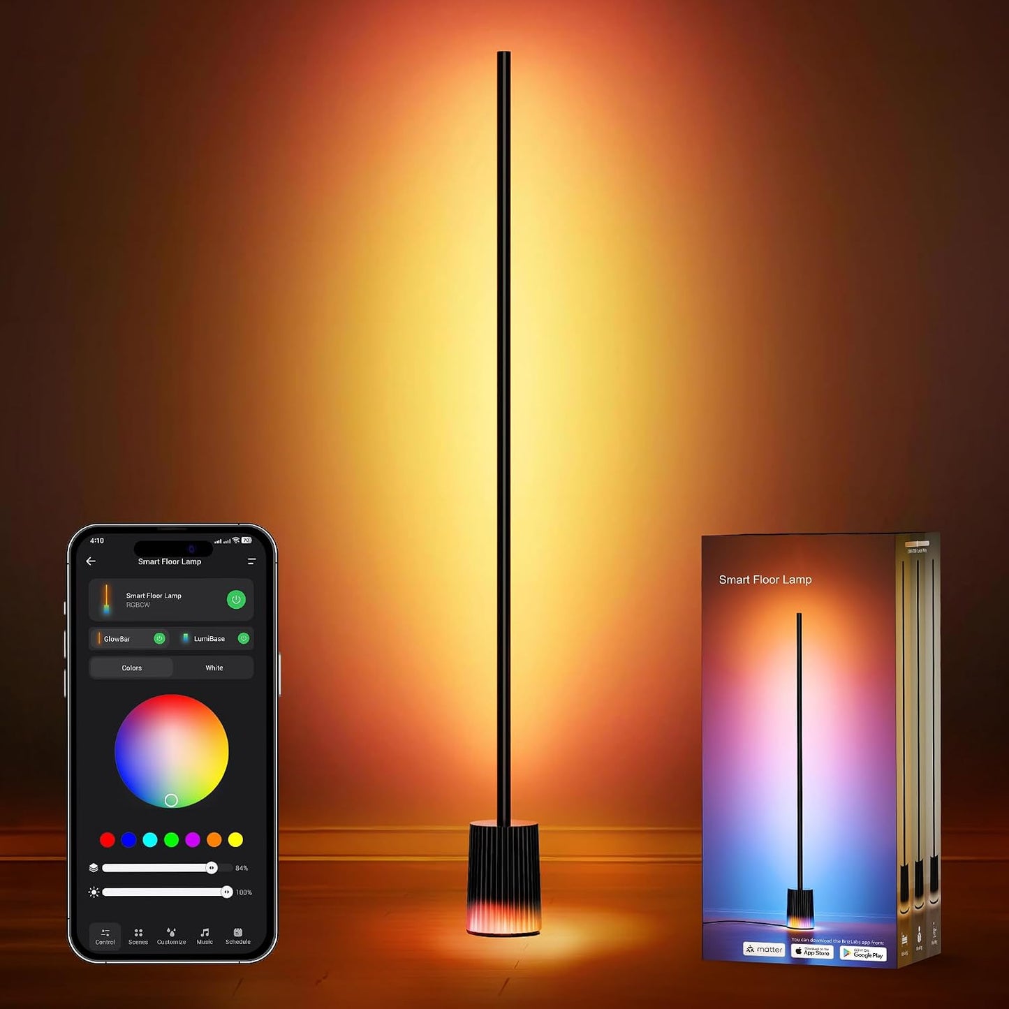 Lámpara pie RGBCW 1725lm inteligente con Alexa y Google