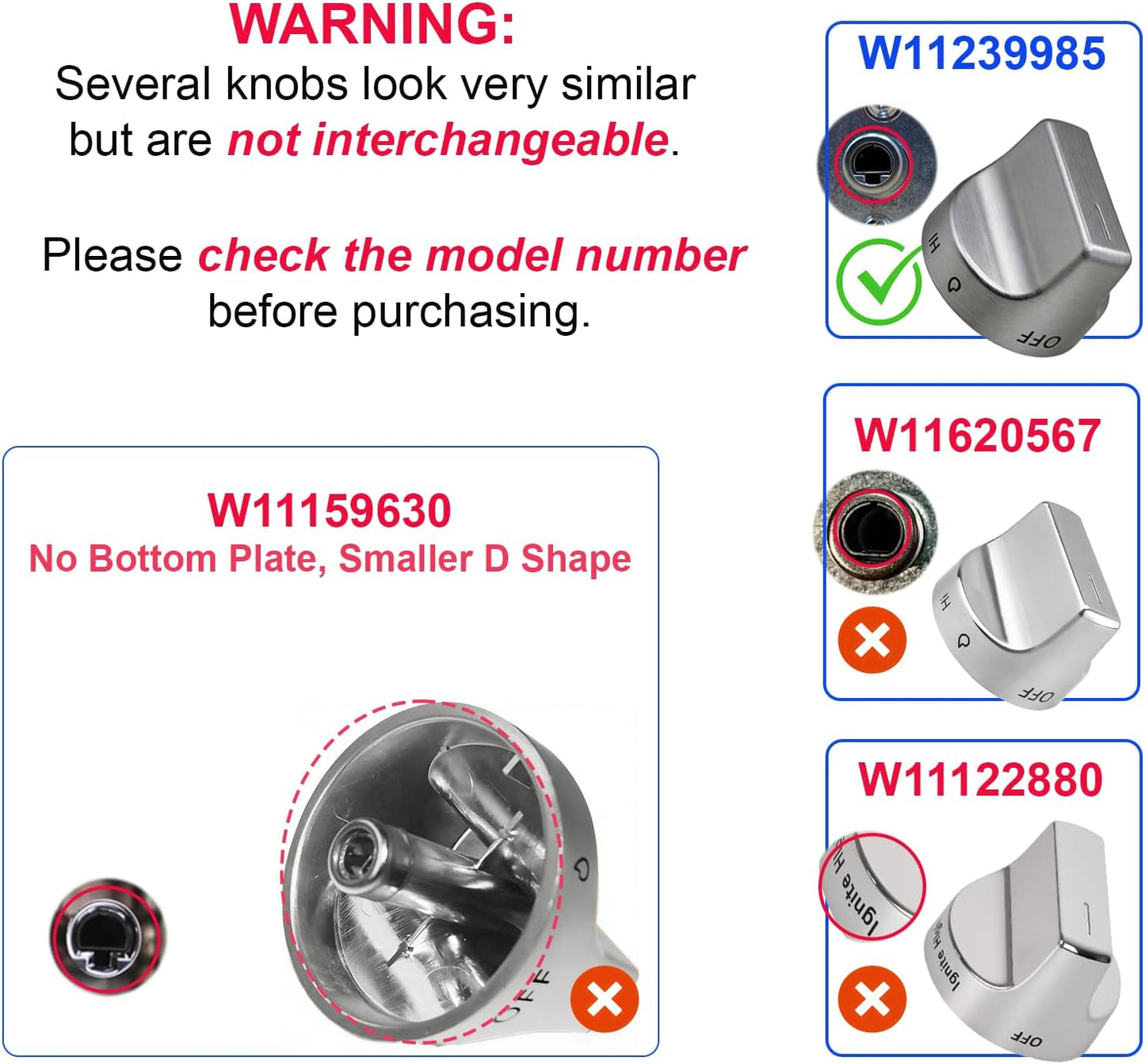 Repuesto perilla estufa acero inox comp Whirlpool