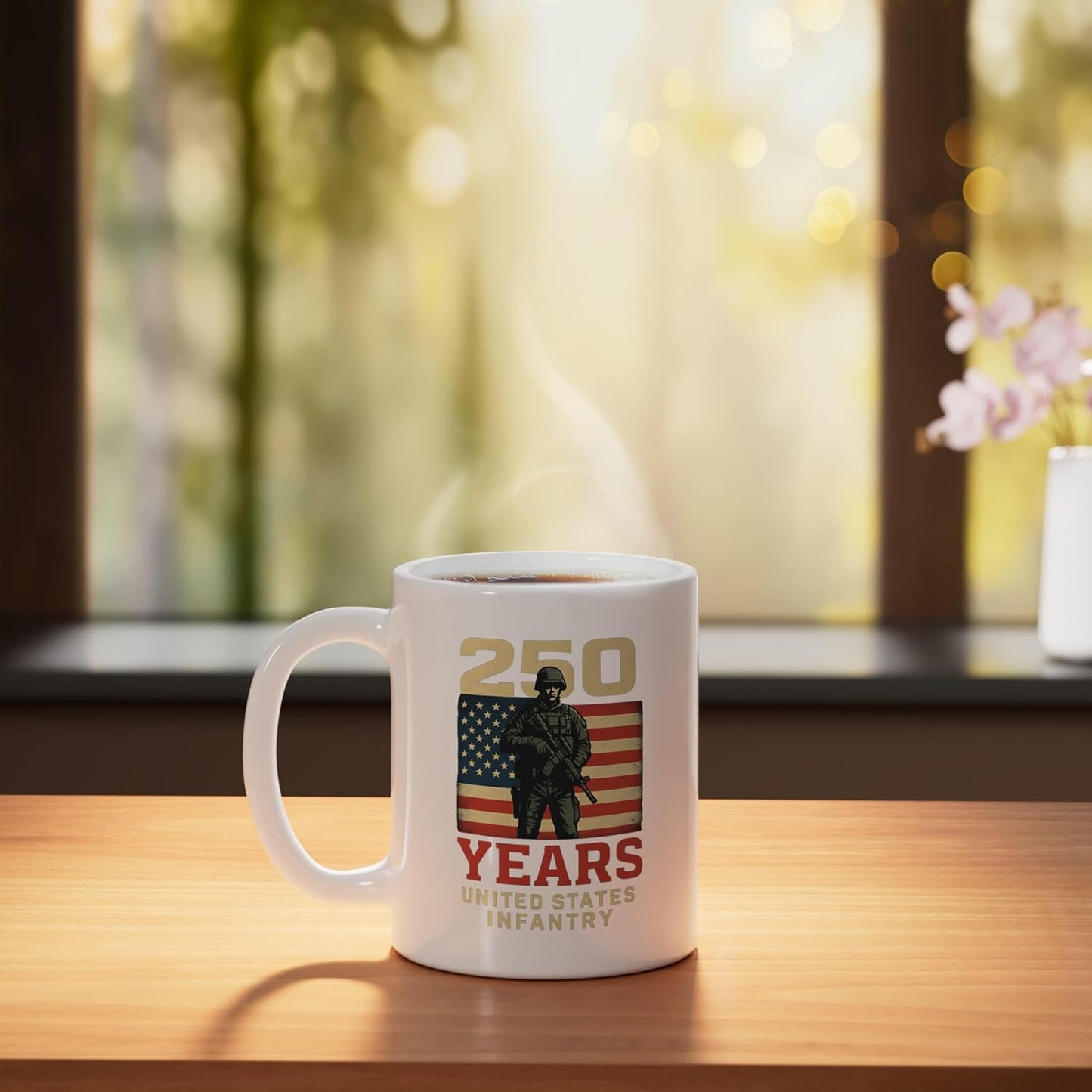 Taza cerámica Infantry 250th Estados Unidos blanca