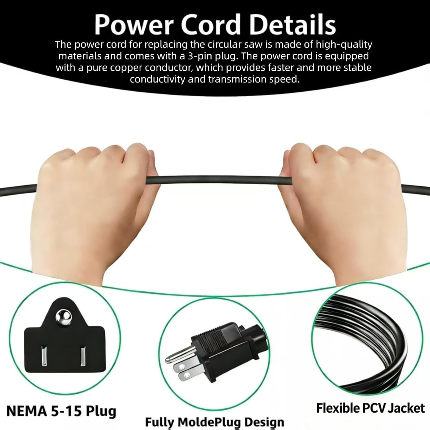 Cable alimentación sierra circular comp SKILSAW SPT77WM