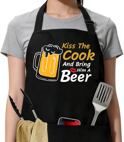 Delantal de cocina Funny Kiss The Cook ajustable para papá mamá