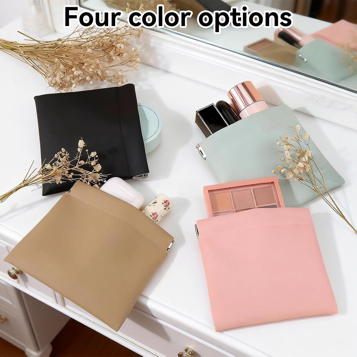 4 bolsas cosméticos para mujer portátiles negro