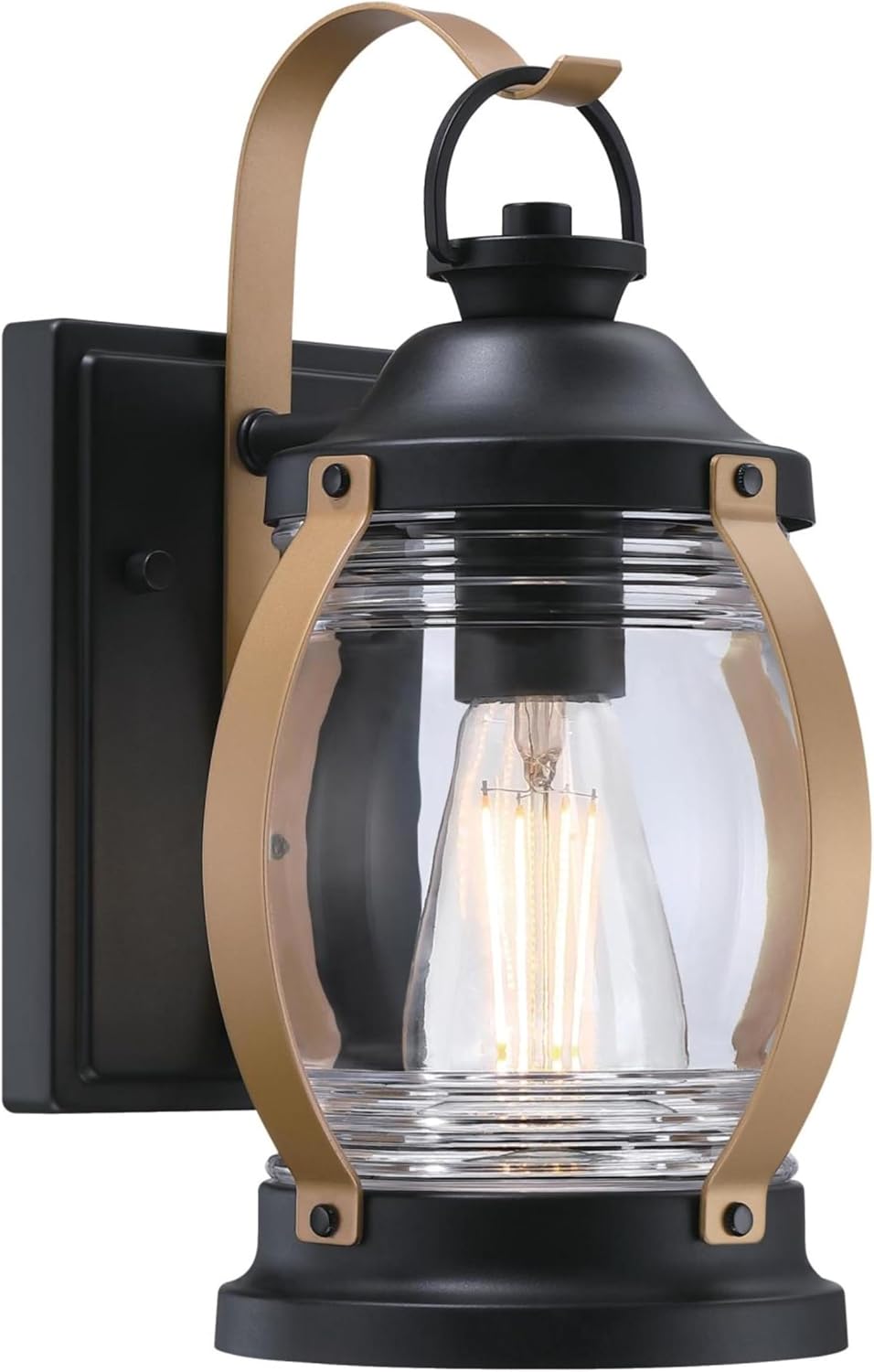 Accesorio pared exterior luz negro mate cobre lavado cristal