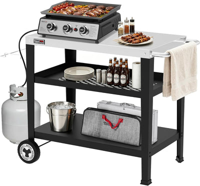 Mesa rodante acero inox soporte basura cocina jardín
