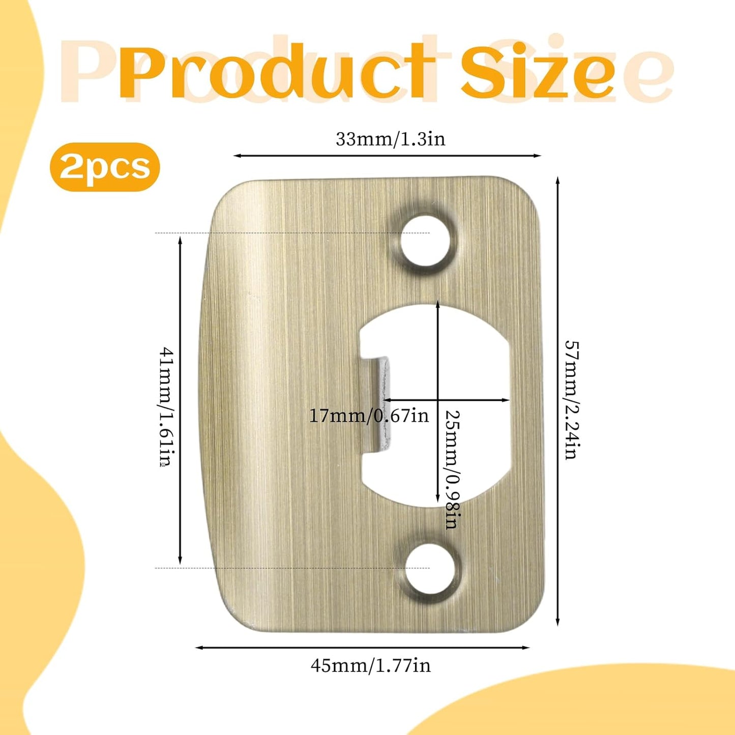 Placa puerta acero inox 2-1/4x1-3/4 pulg set 2 pzas