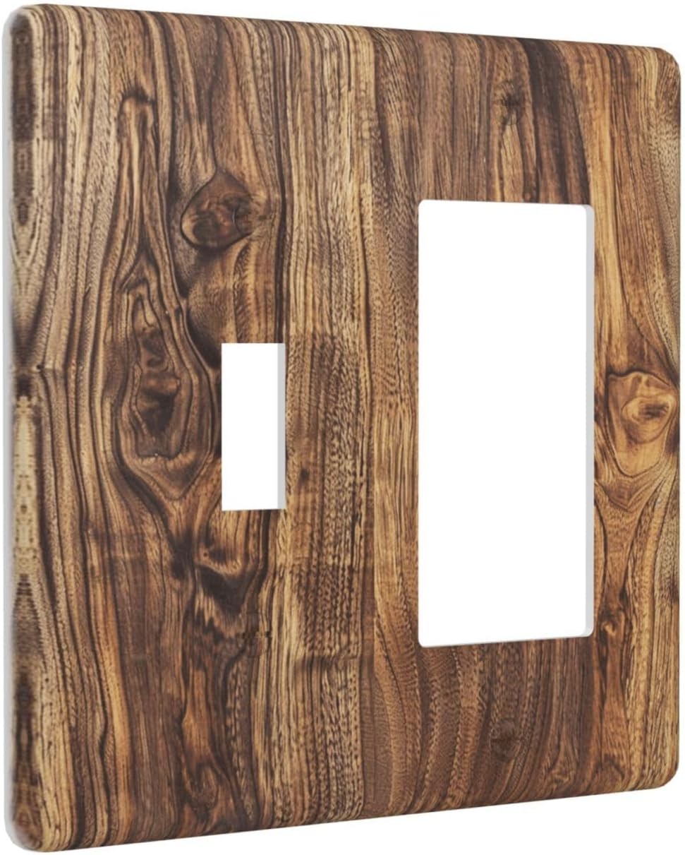 Cubiertas salida madera marrón textura envejecida placa interruptor