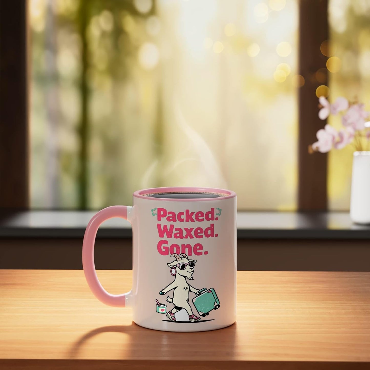 Taza Cerámica Rosa/Blanca Gráfica Humorística