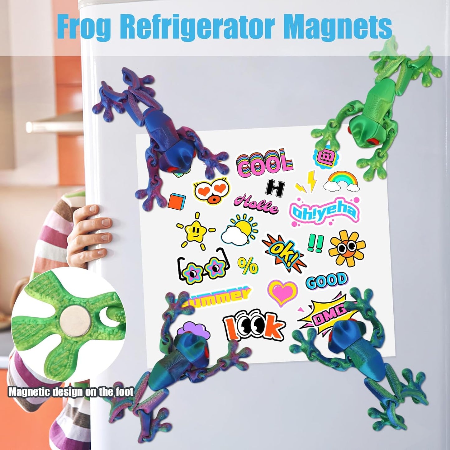 Rana magnética impresa en 3D para refrigerador modelo realista