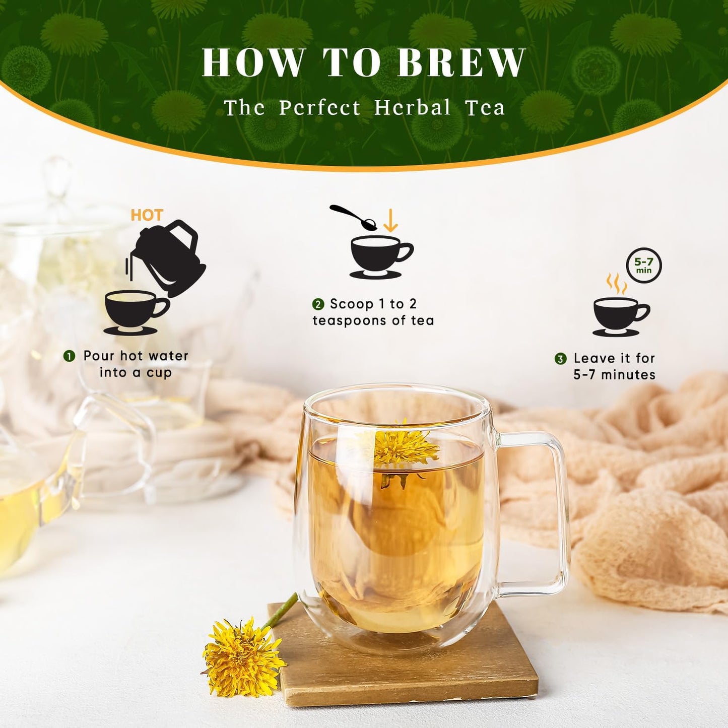 Té de hierbas orgánicas con raíz de diente de león Oxify