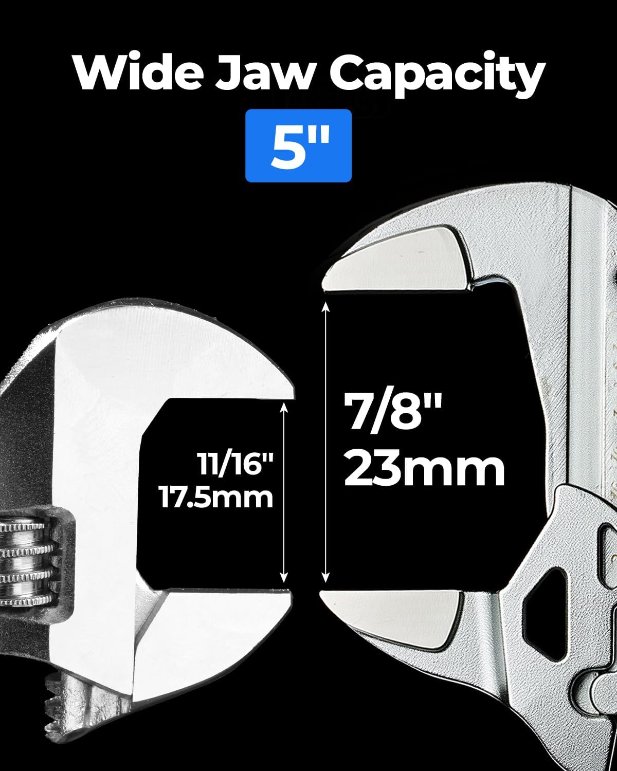 Llave ajustable CR-V 5pulg paralelas antideslizante con bolsa