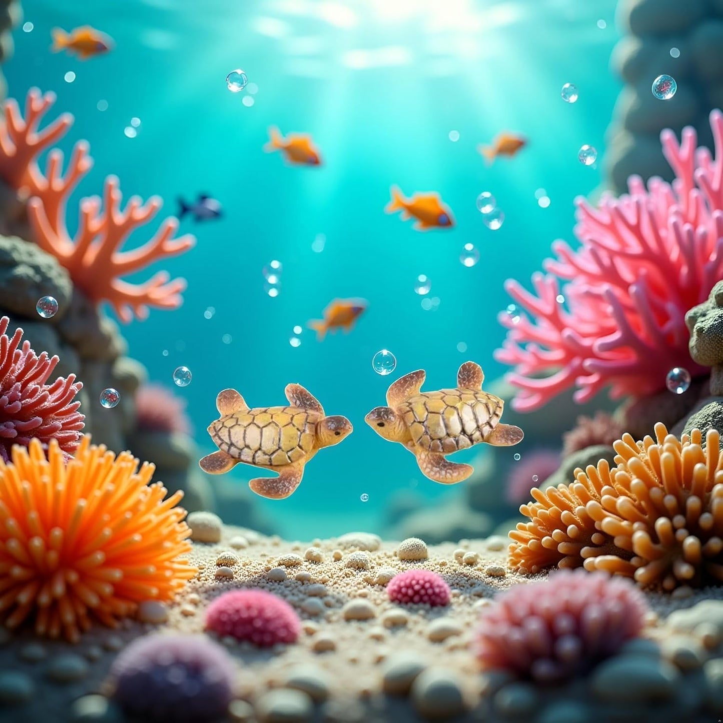 2 figuras tortuga marina miniatura para jardín hadas pecera