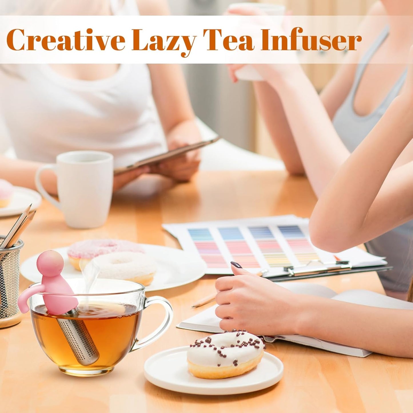 Infusor de té de acero inoxidable suelto rosa