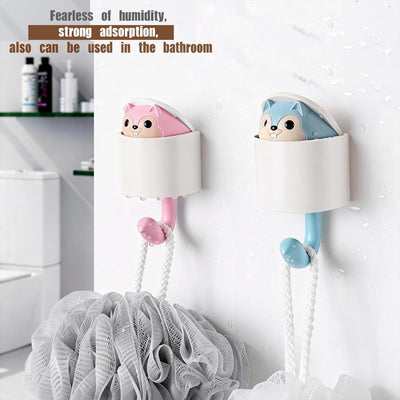 2 Soportes llaves mascota diseño ardilla ganchos pared rosa azul