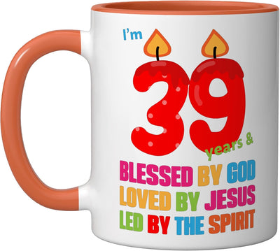 Taza de cerámica para cumpleaños con velas bendecidas por Dios