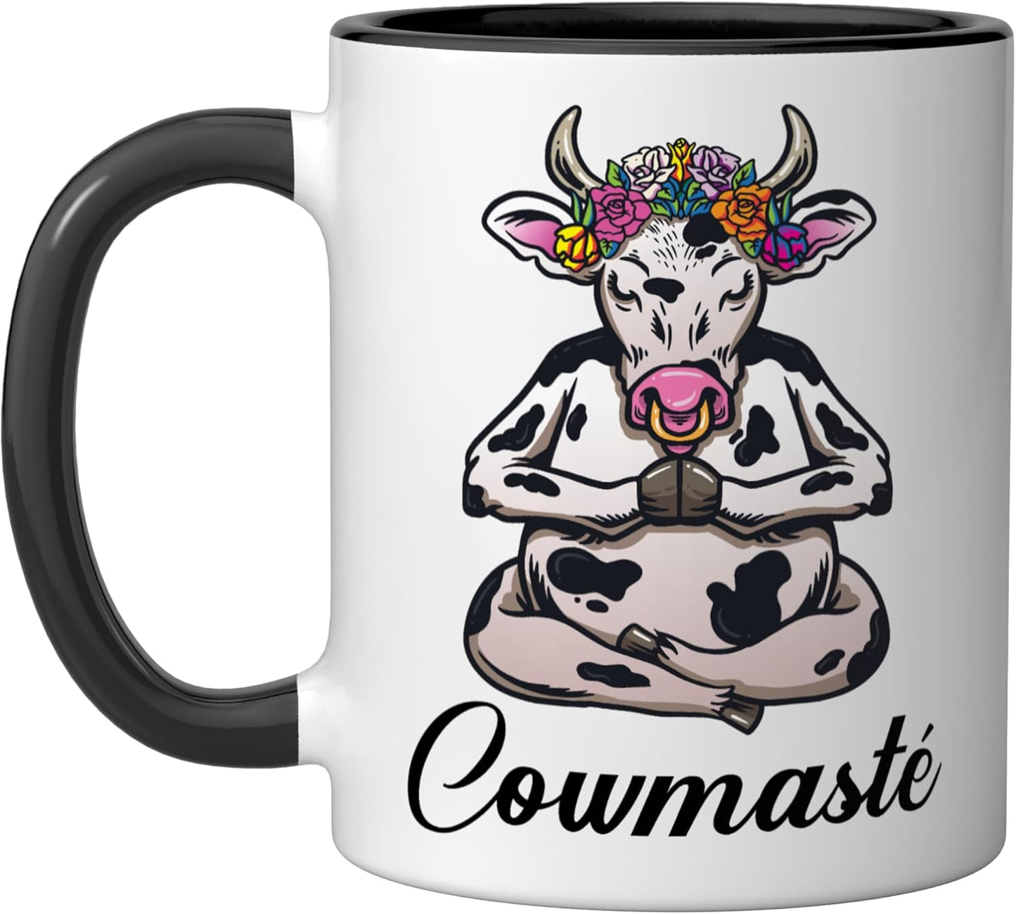 Taza Cerámica Vaca Meditación Negro/Blanco