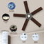 Ventilador techo 52pulg luces control remoto perfil bajo