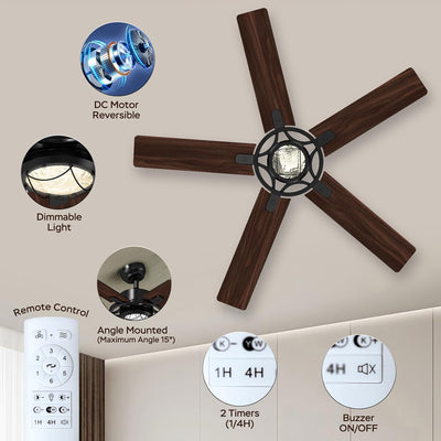 Ventilador techo 52pulg luces control remoto perfil bajo