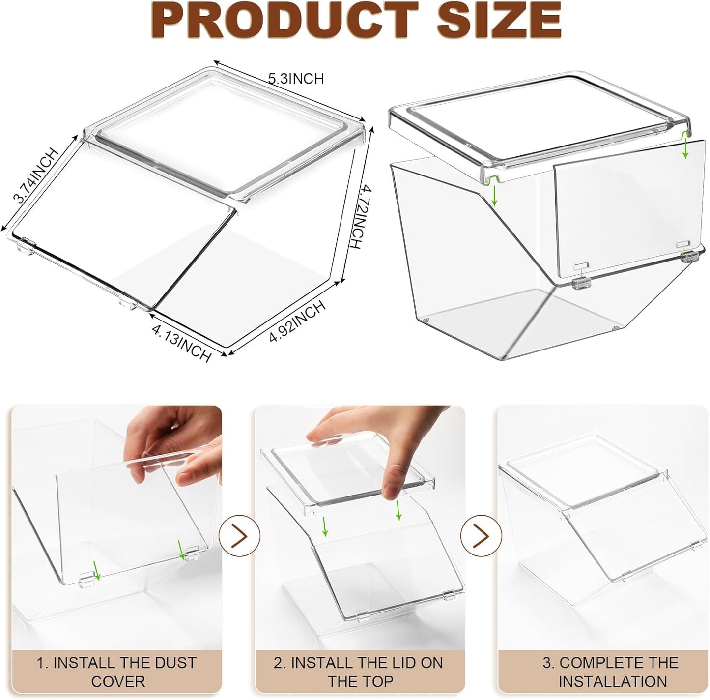 16 Cubos Plástico Transparente Tapas Apilables Despensa Cocina