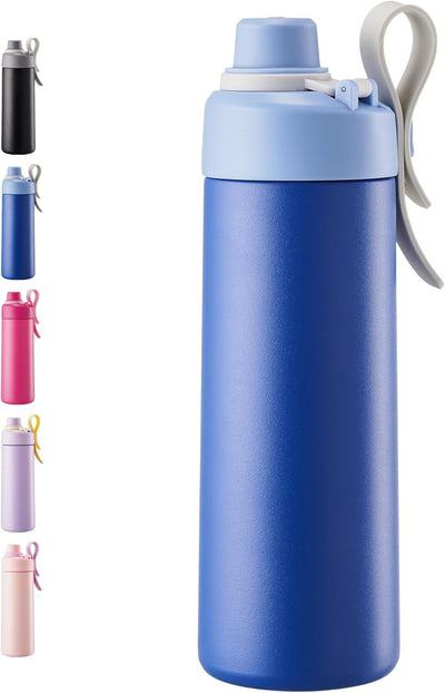 Botella de agua aislada Fijinhom de 18 oz con asa de doble pared en acero inoxidable