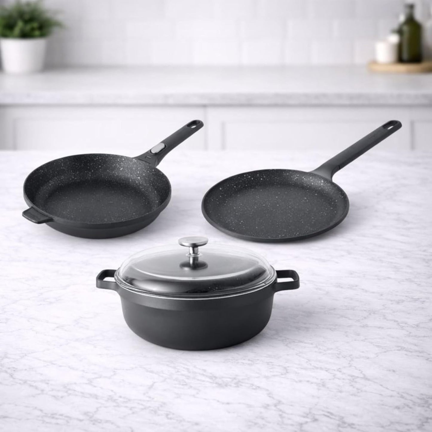 Juego de 4 utensilios de cocina antiadherentes Berghoff GEM con tapa de vidrio