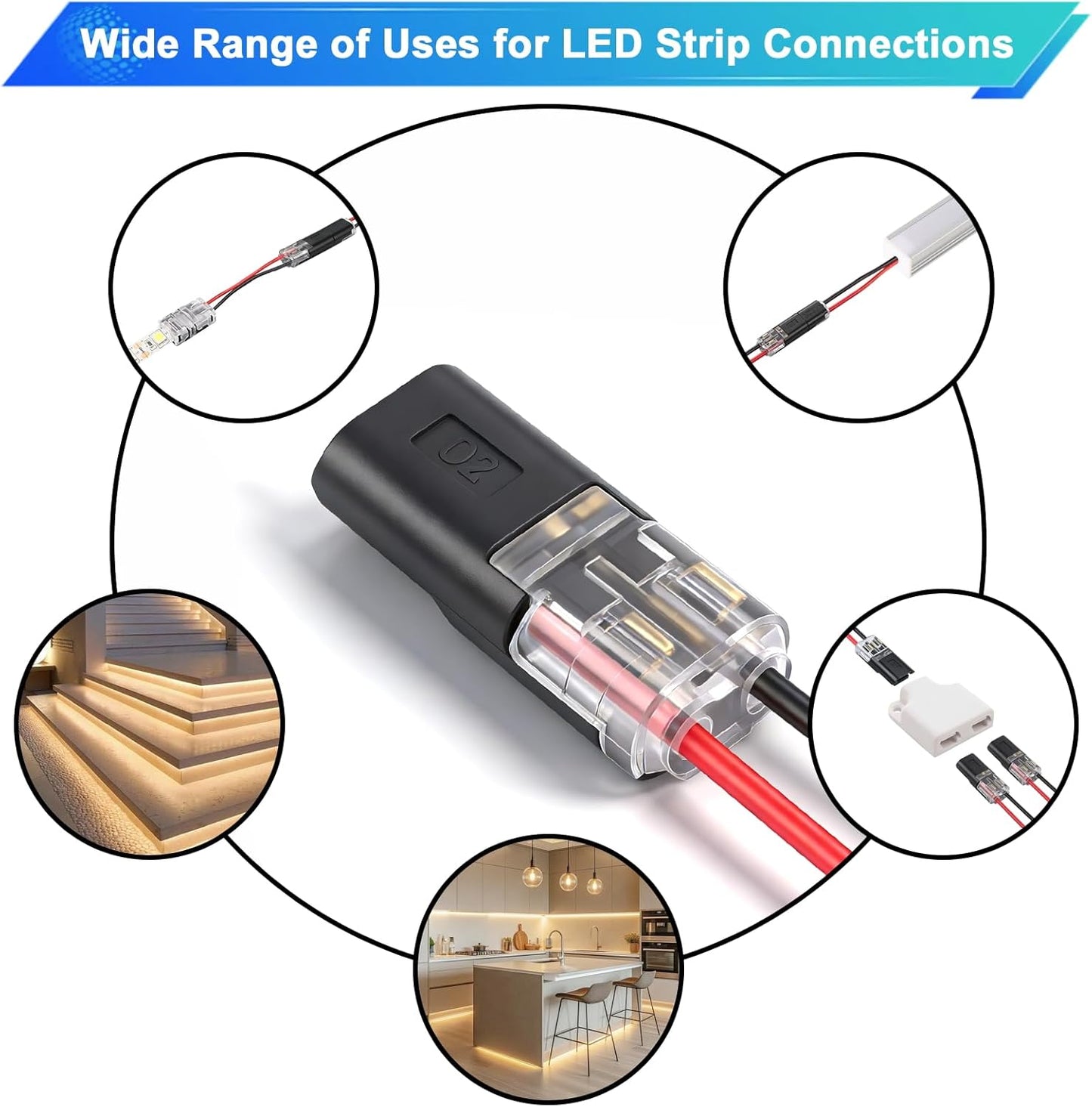 20 Conectores Doble Cable 22-18 AWG para Luz LED y Audio