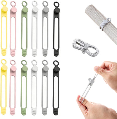 Organizador cables silicona 12 correas elásticas multiusos