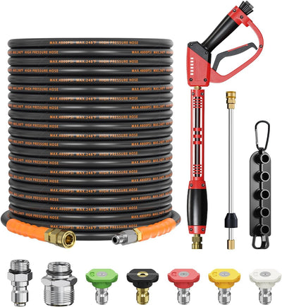 Kit manguera lavadora 4800PSI acero trenzado 100pies