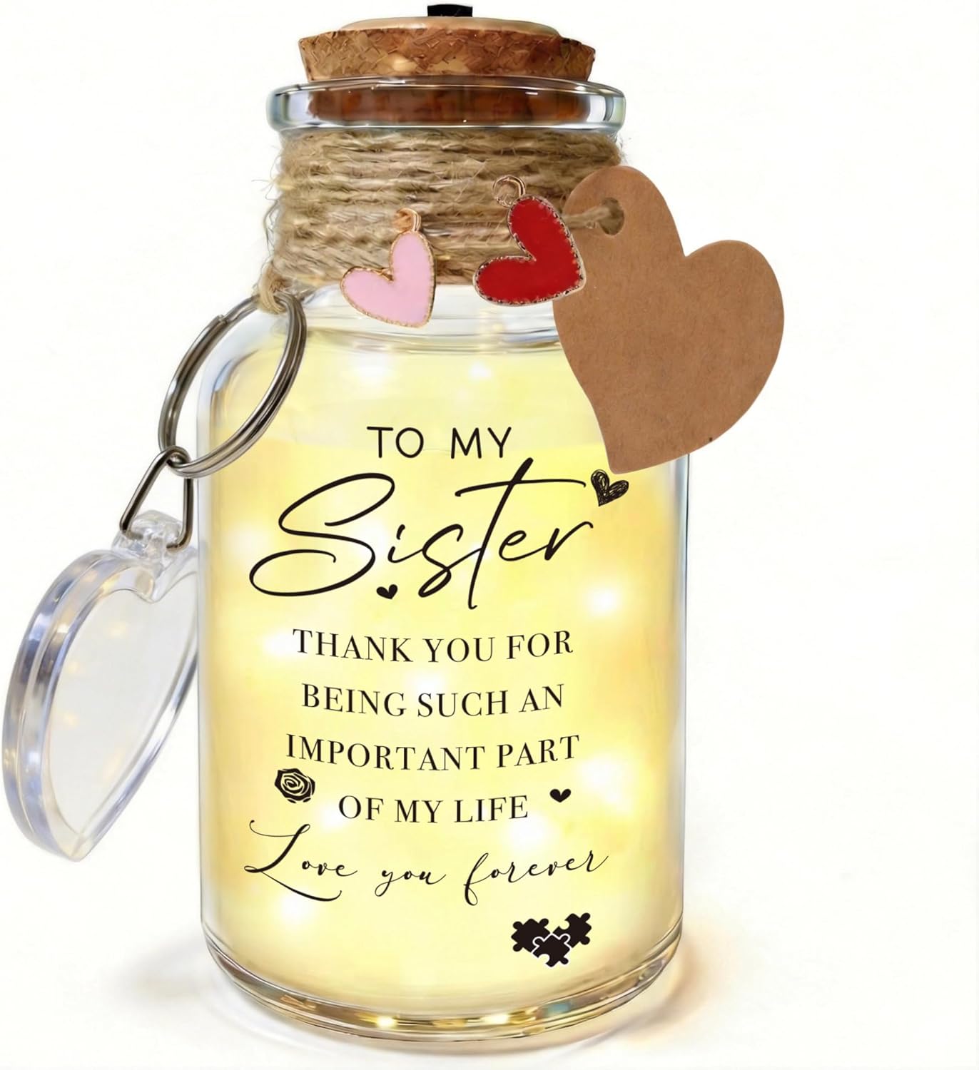 Tarro de Memoria Iluminado Regalo para Hermana