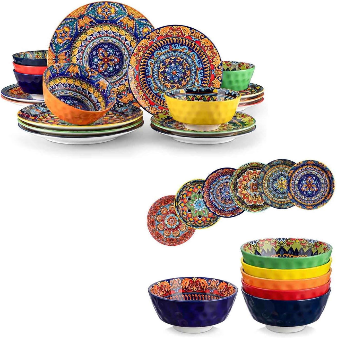 Set 18 Platos Cuencos Bohemios 6 Cuencos Cereales