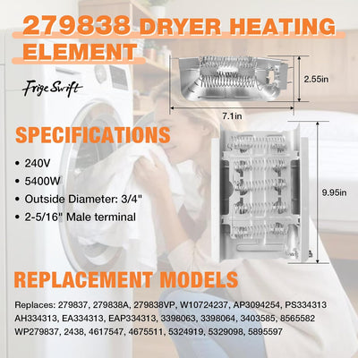Elemento calefactor secadora 5400W comp Whirlpool